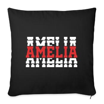 Amelia T-Shirt T-Shirt Geschenkidee gestapelter Text - Sofakissenbezug 45 x 45 cm - Schwarz - Vorne