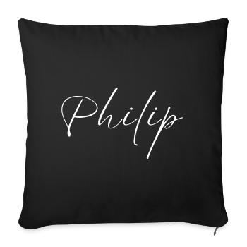 T-shirt Cadeau pour hommes Philip Name - Housse de coussin décorative 45 x 45 cm - noir - Devant