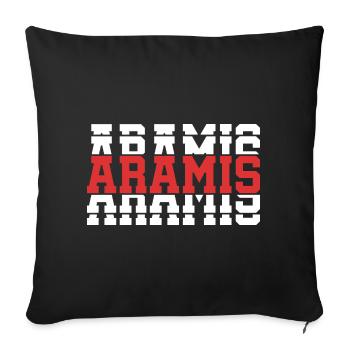 Aramis t-shirt t-shirt idée cadeau texte empilé - Housse de coussin décorative 45 x 45 cm - noir - Devant
