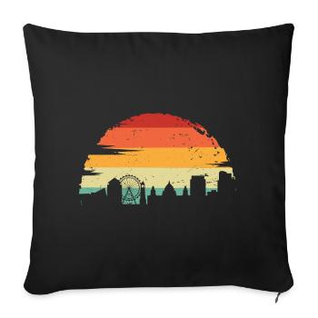 Silhouette d’horizon du coucher de soleil - Housse de coussin décorative 45 x 45 cm - noir - Devant