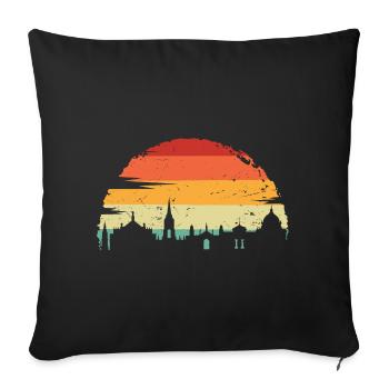 Sunset Skyline Silhouette - Sofa pillowcase 17,3'' x 17,3'' (45 x 45 cm) - black - Front