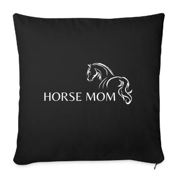 HORSE MOM white text - Sofa pillowcase 17,3'' x 17,3'' (45 x 45 cm) - black - Front