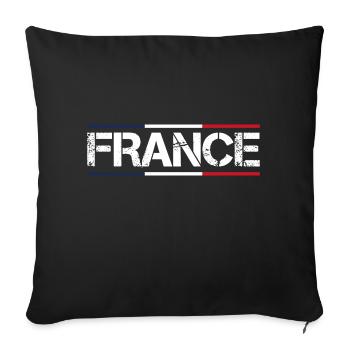 FRANCE drapeau et emblème de la France. Supporter - Housse de coussin décorative 45 x 45 cm - noir - Devant
