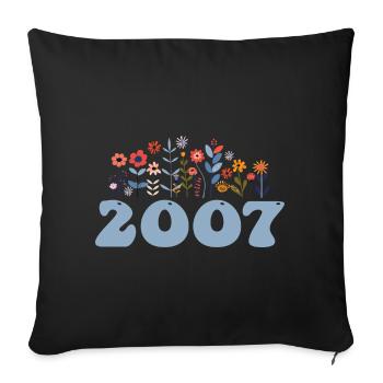 2007 Floral Pattern 2007 Floral Theme Flowers 2007 - Sofa pillowcase 17,3'' x 17,3'' (45 x 45 cm) - black - Front