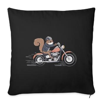 Eichhörnchenfahrer auf dem Fahrrad - Sofakissenbezug 45 x 45 cm - Schwarz - Vorne