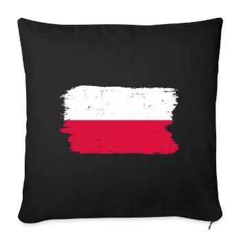 Polish Flag Brush Stroke - Sofa pillowcase 17,3'' x 17,3'' (45 x 45 cm) - black - Front
