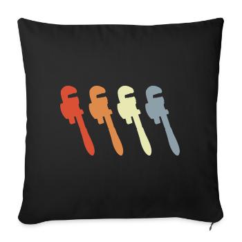 Clé à pipe rétro - Housse de coussin décorative 45 x 45 cm - noir - Devant