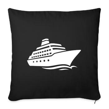 Minimalist Cruise Ship Silhouette Vacation - Sofa pillowcase 17,3'' x 17,3'' (45 x 45 cm) - black - Front