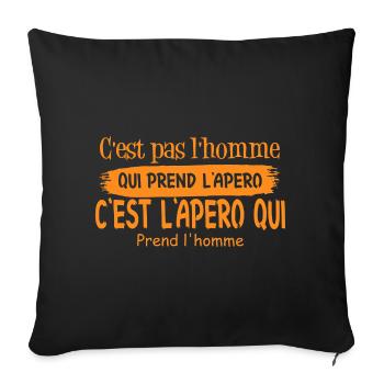 Humorous quote about having an aperitif - Sofa pillowcase 17,3'' x 17,3'' (45 x 45 cm) - black - Front
