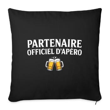 Duo Official Partner Apéro Couple Humour Apéro - Sofa pillowcase 17,3'' x 17,3'' (45 x 45 cm) - black - Front