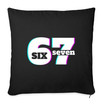 Six Sept 6 7 Meme Fun Design 67 - Housse de coussin décorative 45 x 45 cm - noir - Devant