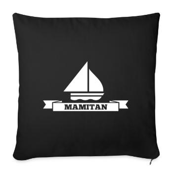 Mamitän Jeu de mots drôle Captain Mama Anchor - Housse de coussin décorative 45 x 45 cm - noir - Devant