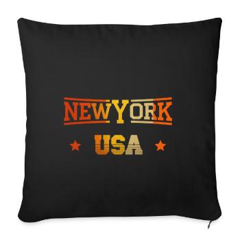 New York USA Vintage Citation - Fan de New York - Housse de coussin décorative 45 x 45 cm - noir - Devant