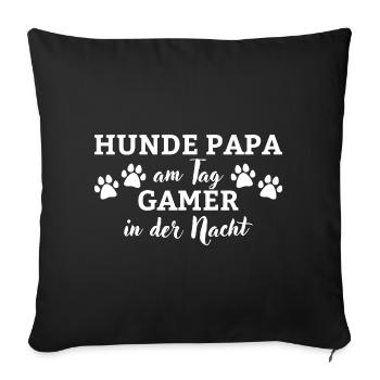 Dogs, dad by day, gamer by night, by night - Sofa pillowcase 17,3'' x 17,3'' (45 x 45 cm) - black - Front