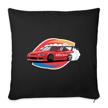 Style Burnout de la course de muscle cars JDM Drifting Queen - Housse de coussin décorative 45 x 45 cm - noir - Devant