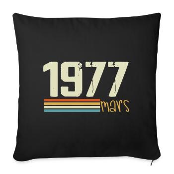 Vintage March 1977 - Sofa pillowcase 17,3'' x 17,3'' (45 x 45 cm) - black - Front