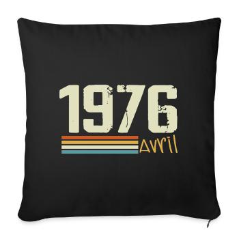 Né en avril 1976 - Housse de coussin décorative 45 x 45 cm - noir - Devant
