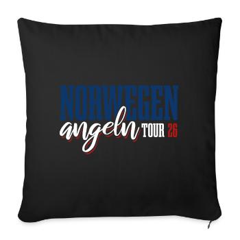 Excursion de pêche en Norvège 2026 - Cadeau de pêcheur - Housse de coussin décorative 45 x 45 cm - noir - Devant