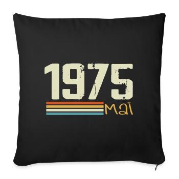Mai 1975 - Housse de coussin décorative 45 x 45 cm - noir - Devant