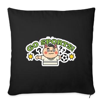 Autocollant de chat de football drôle | Art animalier pour fans de football - Housse de coussin décorative 45 x 45 cm - noir - Devant