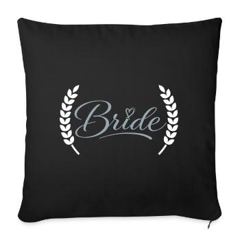 Bridal wreath font with heart - Sofa pillowcase 17,3'' x 17,3'' (45 x 45 cm) - black - Front