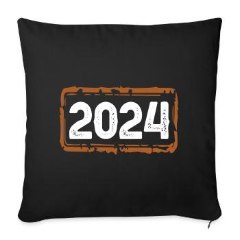 Année 2024 - Housse de coussin décorative 45 x 45 cm - noir - Devant