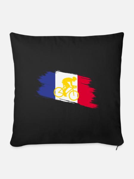 Frankreich Flagge mit Fahrrad – Cycling Design - Sofakissenbezug 45 x 45 cm - Schwarz