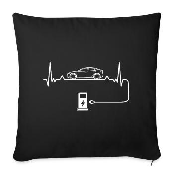 Electric car love with heartbeat Electric cars - Sofa pillowcase 17,3'' x 17,3'' (45 x 45 cm) - black - Front