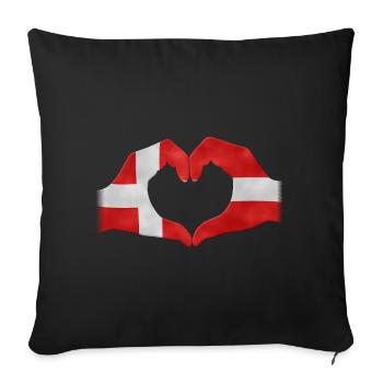 Touchez coeur Danemark drapeau 010 modèles ronds - Housse de coussin décorative 45 x 45 cm - noir - Devant