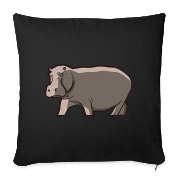 Hippopotame Hippopotame Hippopotame Cadeau - Housse de coussin décorative 45 x 45 cm - noir - Devant