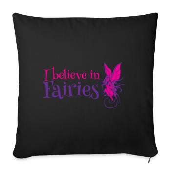 Je crois aux fées fées créatures mythiques contes de fées - Housse de coussin décorative 45 x 45 cm - noir - Devant