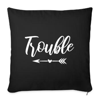 Zwillinge Zwillingsspruch Double Trouble - weiß - Sofakissenbezug 45 x 45 cm - Schwarz - Vorne