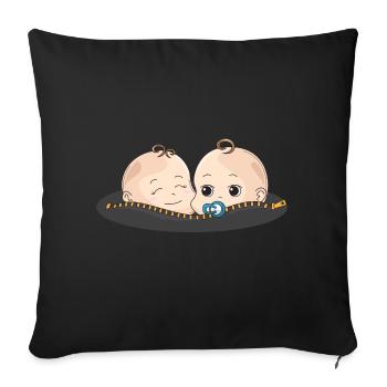 Twins Baby Pacifier Gift Baby Belly - Sofa pillowcase 17,3'' x 17,3'' (45 x 45 cm) - black - Front