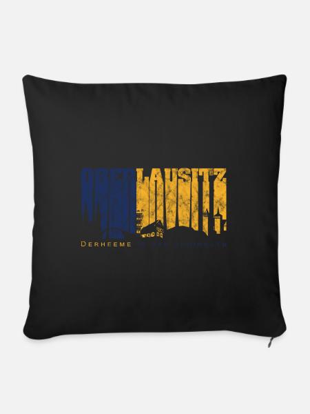 Oberlausitz Skyline - Fanartikel mit Retro Design - Sofakissenbezug 45 x 45 cm - Schwarz