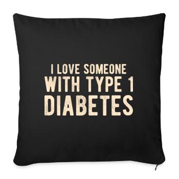 DIABETES: Type 1 Diabetes - Sofa pillowcase 17,3'' x 17,3'' (45 x 45 cm) - black - Front
