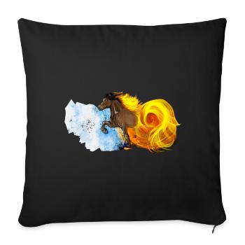 Fire and Ice - Icelandic Horses Art - Sofa pillowcase 17,3'' x 17,3'' (45 x 45 cm) - black - Front