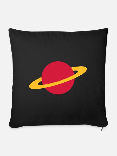 Planet / planet / planète / Saturn - Sofakissenbezug 45 x 45 cm - Schwarz