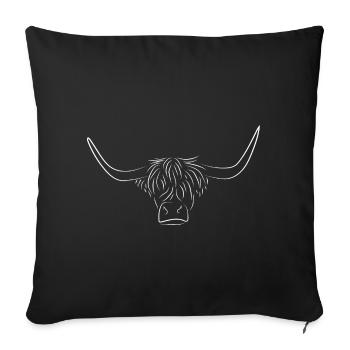 Galloway Hochland Bovin contour dessin - Housse de coussin décorative 45 x 45 cm - noir - Devant