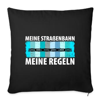 Straßenbahnfahrer Straßenbahn Stadtbahn Tram - Sofakissenbezug 45 x 45 cm - Schwarz - Vorne