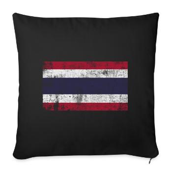 Drapeau Thaïlande Drapeau Grunge Rétro Vintage - Housse de coussin décorative 45 x 45 cm - noir - Devant