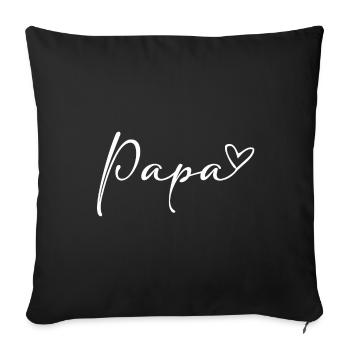 Papa Papi Dad Daddy Heart Love Gift Announcement - Sofa pillowcase 17,3'' x 17,3'' (45 x 45 cm) - black - Front