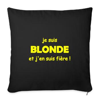 fière d être blonde - Housse de coussin décorative 45 x 45 cm - noir - Devant