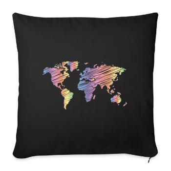 Pastel World Map Colorful World - Sofa pillowcase 17,3'' x 17,3'' (45 x 45 cm) - black - Front
