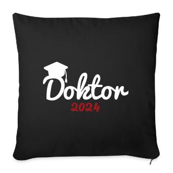 Doktortitel 2024 Doktorhut Promotion Doktor - Sofakissenbezug 45 x 45 cm - Schwarz - Vorne