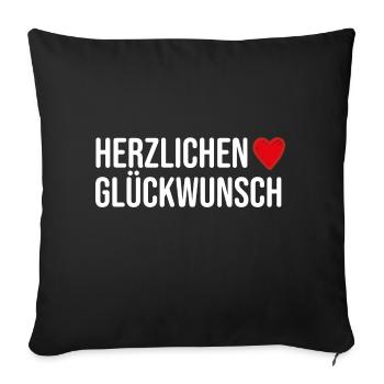 Herzlichen Glückwunsch Herzlich Geschenkidee - Sofakissenbezug 45 x 45 cm - Schwarz - Vorne