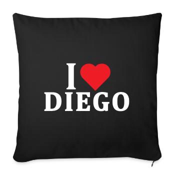 t-shirt I love Diego t-shirt gift idea - Sofa pillowcase 17,3'' x 17,3'' (45 x 45 cm) - black - Front