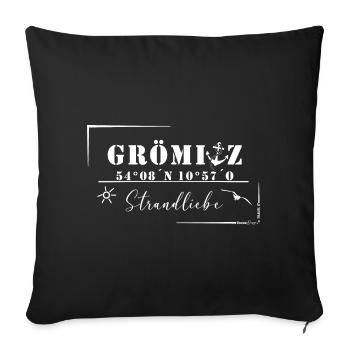 Grömitz - Strandliebe - Sofakissenbezug 45 x 45 cm - Schwarz - Vorne