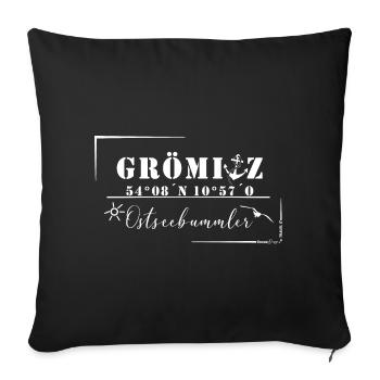 Grömitz - Ostseebummler - Sofakissenbezug 45 x 45 cm - Schwarz - Vorne
