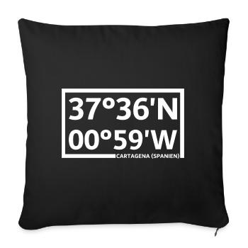 Coordonnées de Carthagène (Espagne) - Housse de coussin décorative 45 x 45 cm - noir - Devant