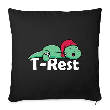 T-Rest - Schlafender T-Rex Wortspiel Dino - Sofakissenbezug 45 x 45 cm - Schwarz - Vorne